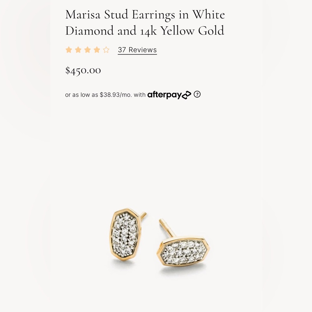 Kendra Scott Marisa Stud Earrings in White Diamond and 14k Yellow Gold